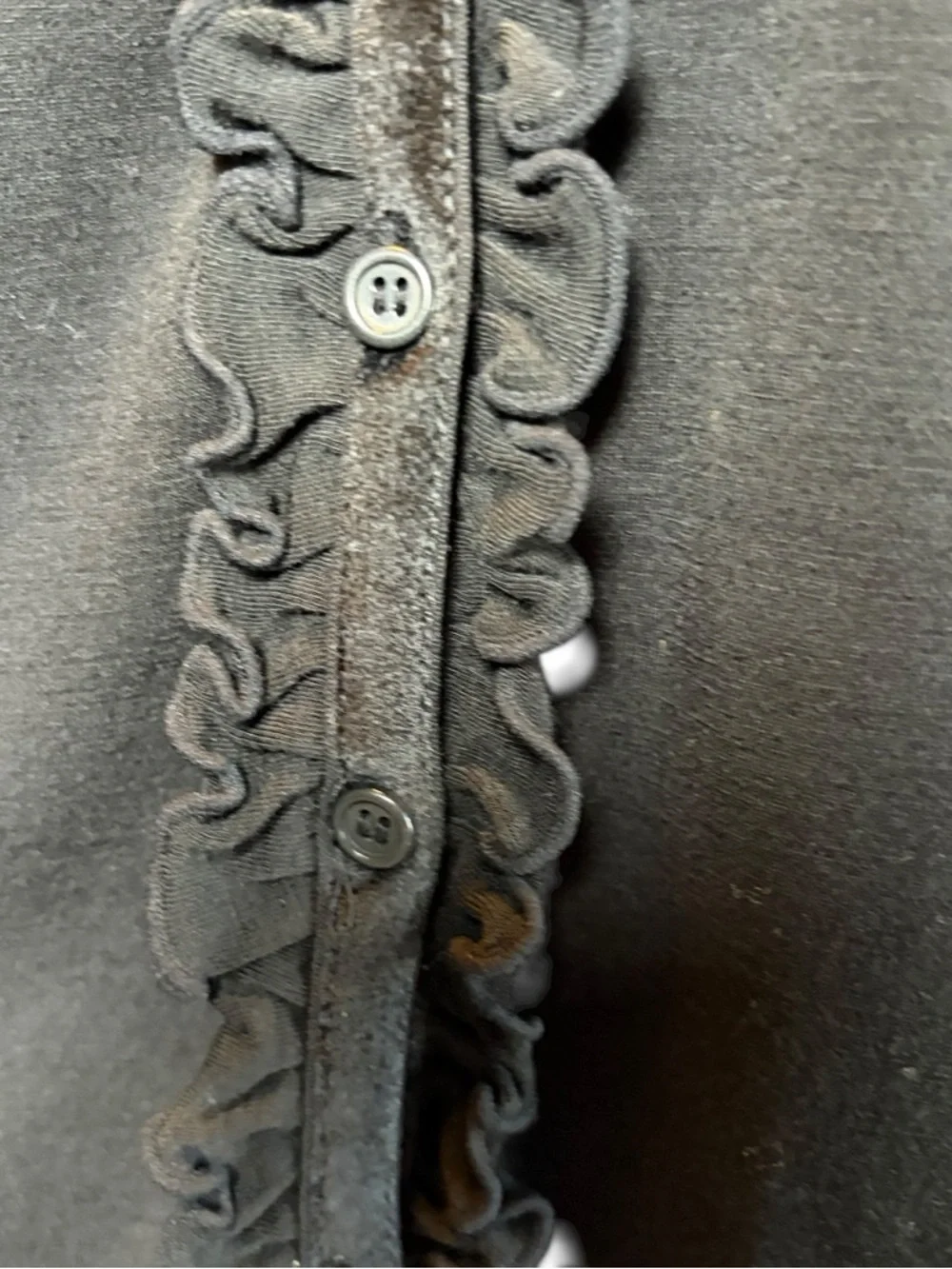 Ann Taylor Black Ruffle Trim Cardigan Sweater Size M Classic Lightweight - Picture 5 of 9